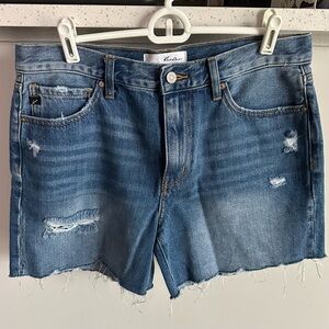 KanCan Frayed Hem Jean Shorts - Light Blue